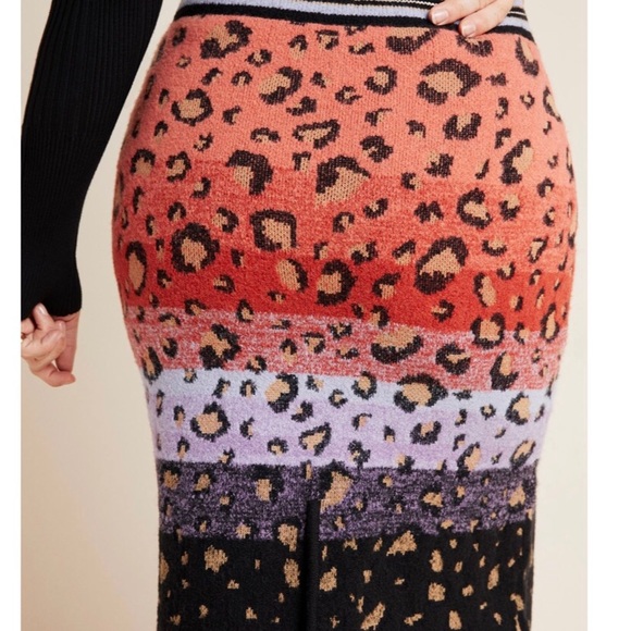Anthropologie Maeve Leopard Sweater Knit Pencil Skirt Size Small - Picture 4 of 9